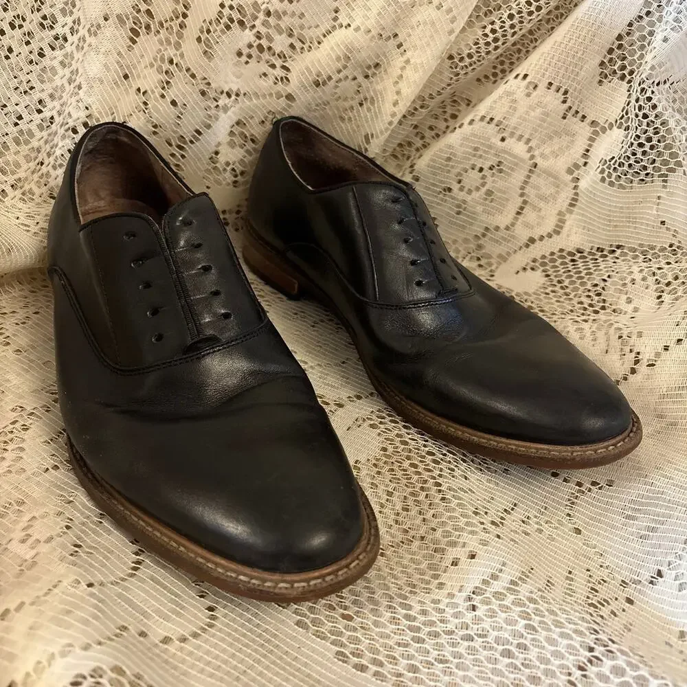 Aston Grey Men's US 11.5 Black Leather Oxford Dress Shoes